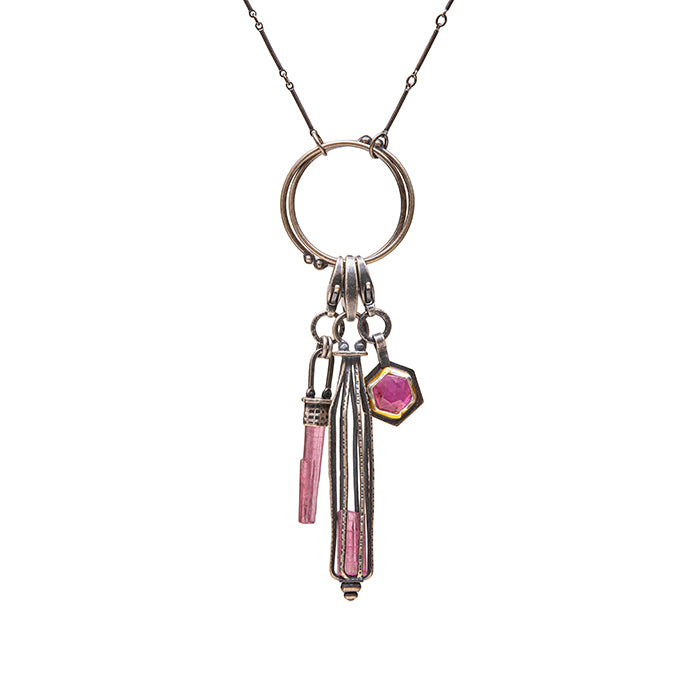 Pink Tourmaline And Ruby - Charms And Chain Sold Separately