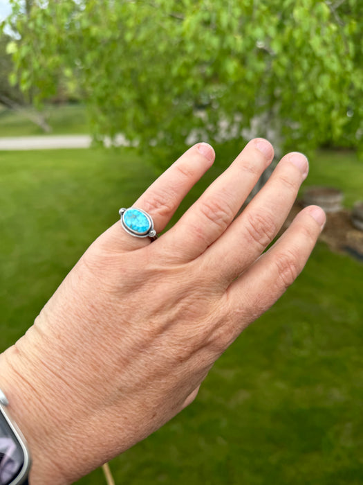 White Water Turquoise Ring in Sterling Silver