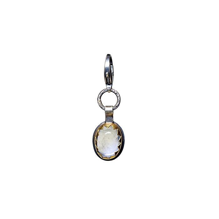 Blue Moonstone Charm - Sterling Silver + 22k Gold