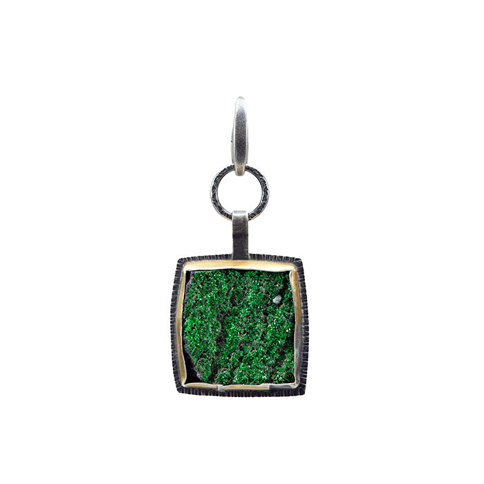 Uvarovite Keum Boo Charm - Sterling Silver + 24k Gold Leaf