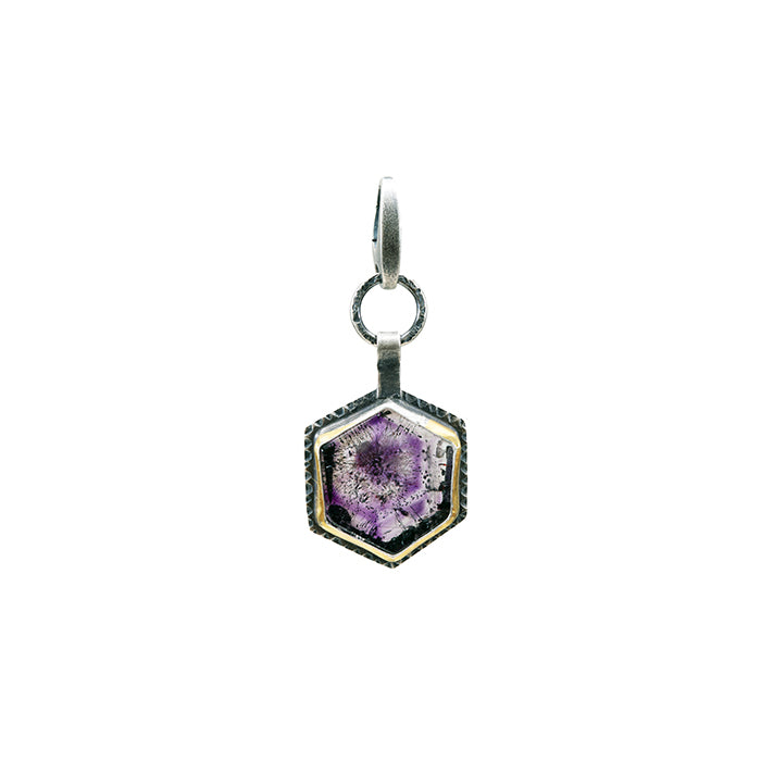 Amethyst Keum Boo Charm - Sterling Silver + 24k Gold Leaf