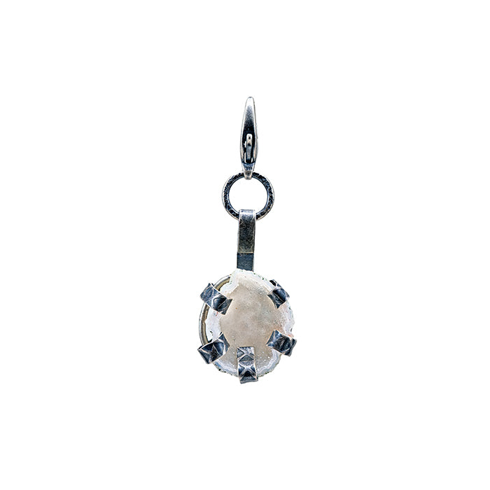 Rustic White Geode Charm - Sterling