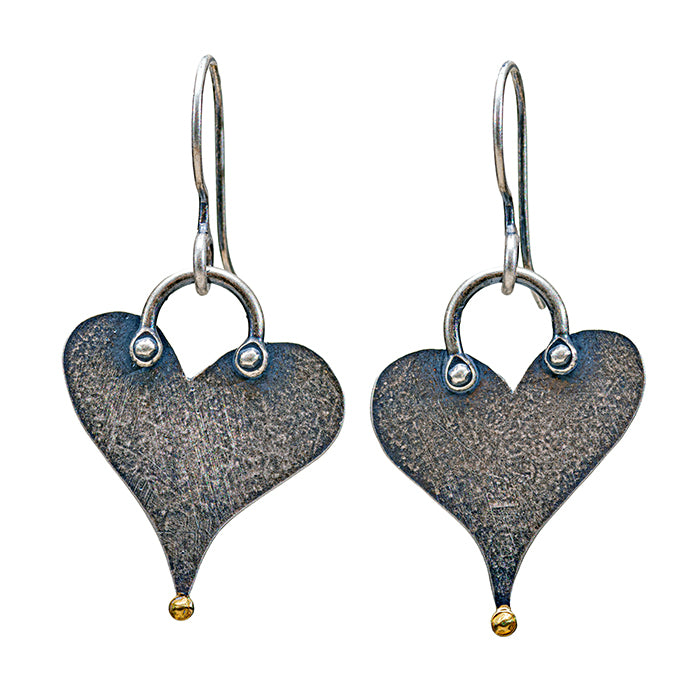 Heart Earrings - Sterling Silver + 18k Gold