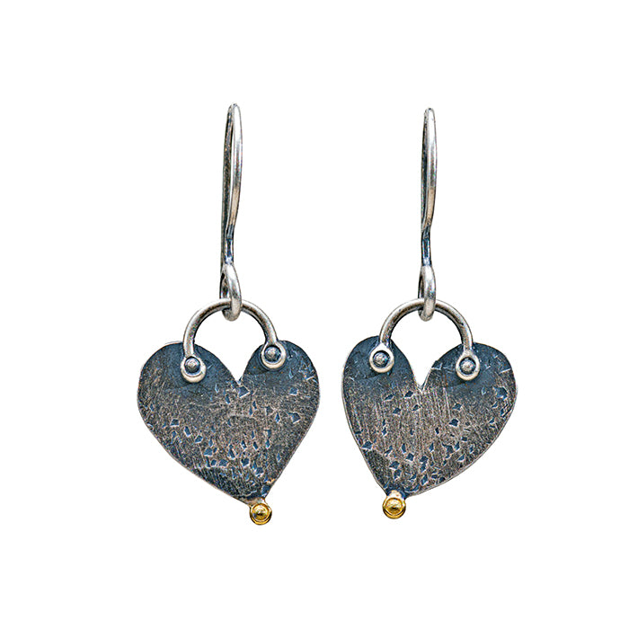 Heart Earrings - Sterling Silver + 18k Gold