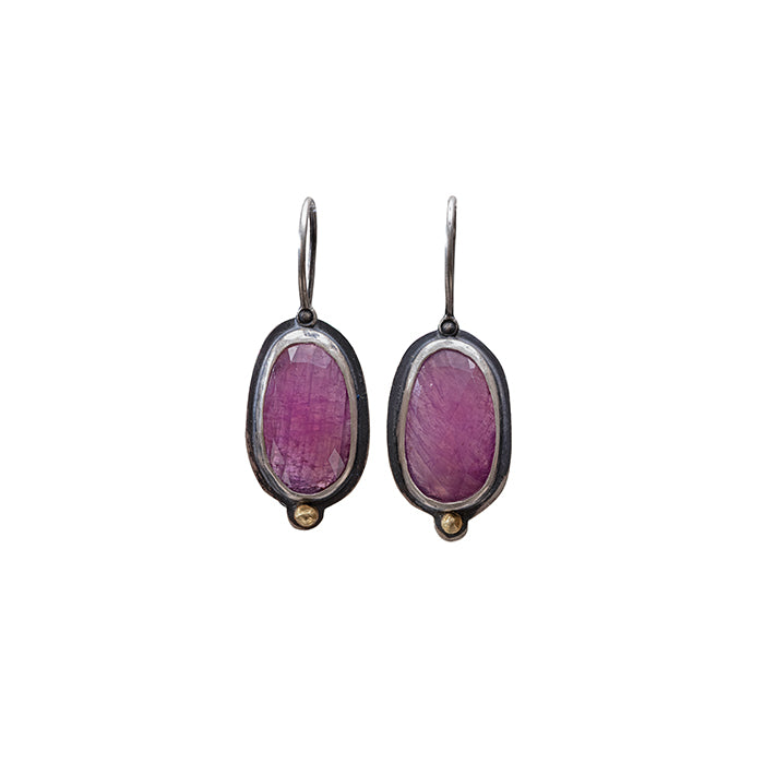 Ruby Earrings - Sterling + 18k Gold