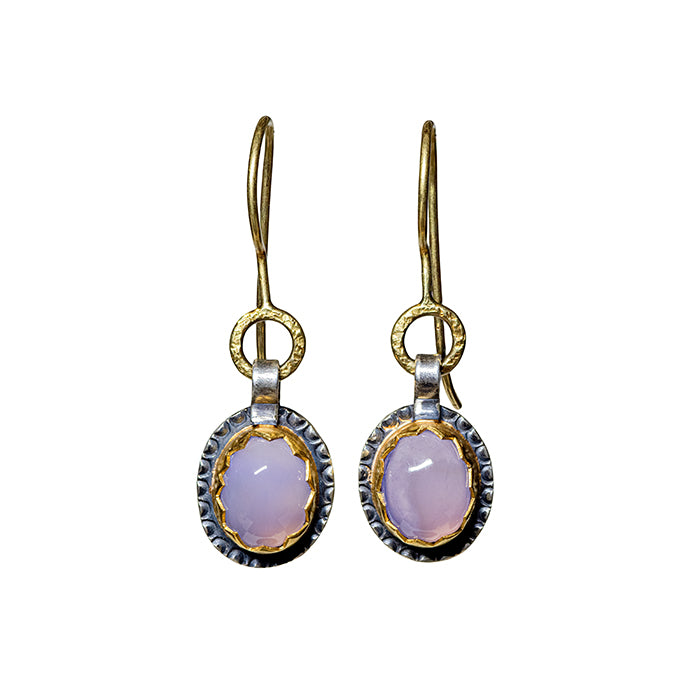 Holley Chalcedony Earrings - Sterling + 22k + 18k Gold