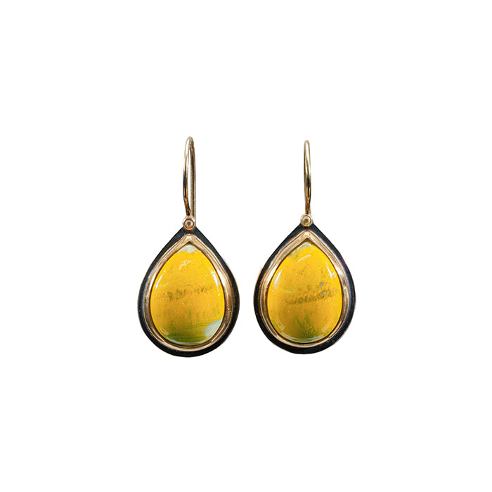 Bumblebee Jasper Earrings - Sterling + 22k + 18k Gold