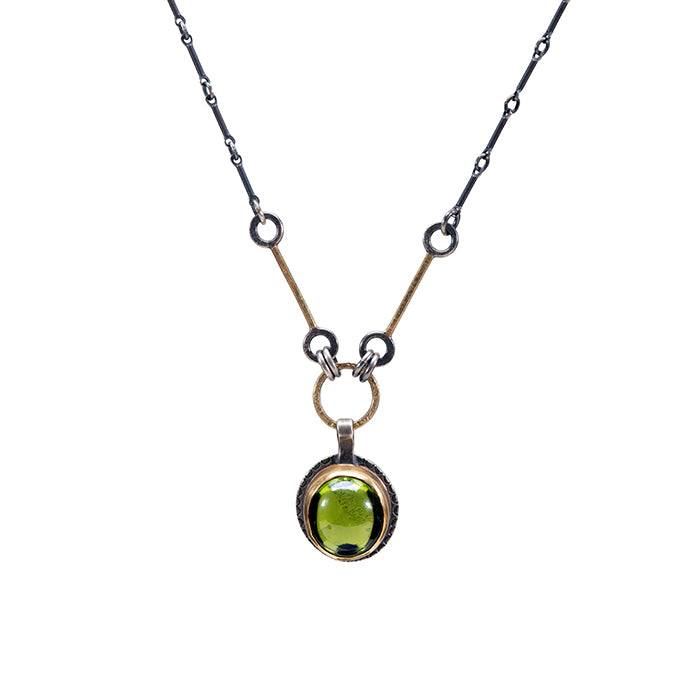 Peridot Necklace - Sterling + 22k + 18k Gold