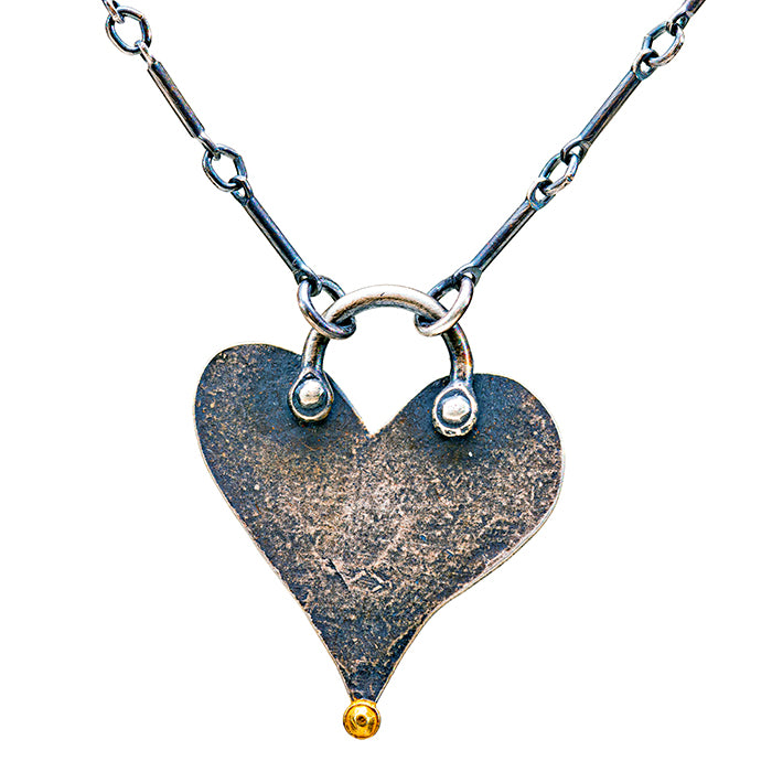 Heart Necklace - Sterling Silver + 18k Gold