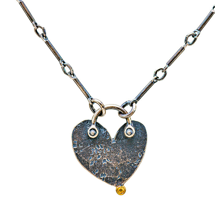 Heart Necklace - Sterling Silver + 18k Gold