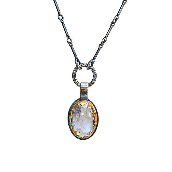 Moonstone Necklace - Sterling + 22k Gold